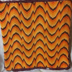Groovy psychedelic 1970s needlepoint embroidery panel